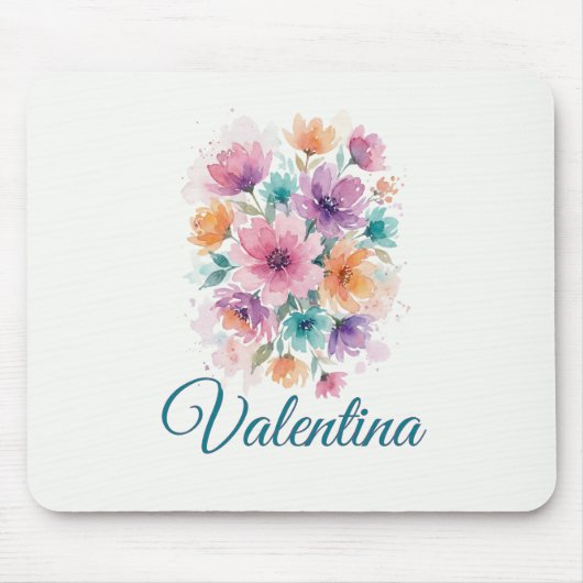 Personalisiertes Wasserfarben-Blumen-Name-Mauspad Mousepad (Vorne)