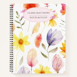 Personalisiertes Wasserfarben-Blumen-Notizbuch Notizblock