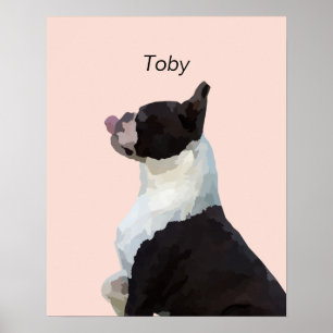 Personalisiertes Wasserfarben-Boston-Terrier-Hunde Poster