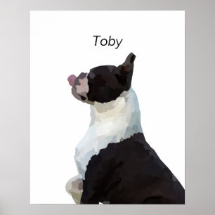 Personalisiertes Wasserfarben-Boston-Terrier-Hunde Poster