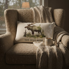 Personalisiertes Wasserfarben-Elch-The Cozy Nook-B Lendenkissen