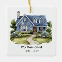 Personalisiertes Wasserfarben-Haus-Ornament Adress