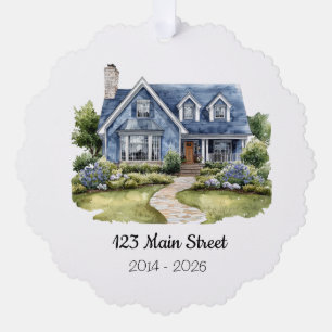 Personalisiertes Wasserfarben-Haus-Ornament Adress Ornament Karte