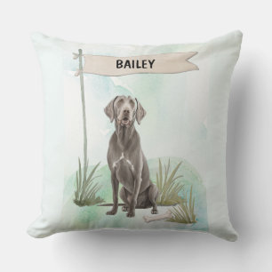 Personalisiertes Wasserfarben-Hund Weimaraner Kissen