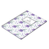 Personalisiertes Wasserfarben-Lavender Bouquet-Mus Notizblock (Linke Seite)