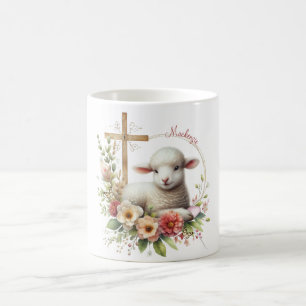 Personalisiertes Wasserfarben-Osterlamm Kaffeetasse