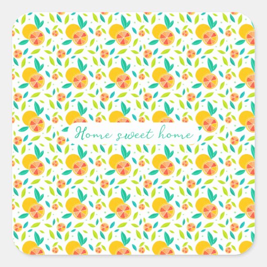 Personalisiertes Wasserfarben Süße Orangenmuster Quadratischer Aufkleber (Vorderseite)