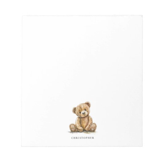 Personalisiertes Wasserfarben-Teddybär-Kinder Notizblock (Vorderseite)