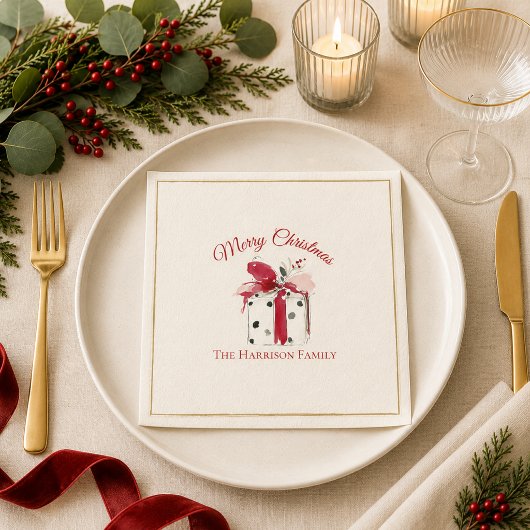 Personalisiertes Wasserfarben-Weihnachtsgeschenk Serviette