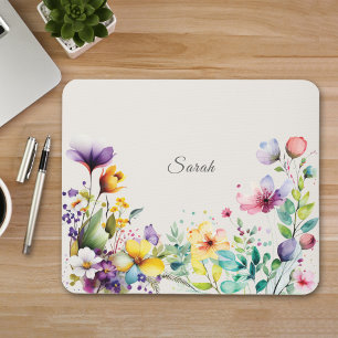 Personalisiertes Wasserfarben-Wildblumen-Mausepad Mousepad