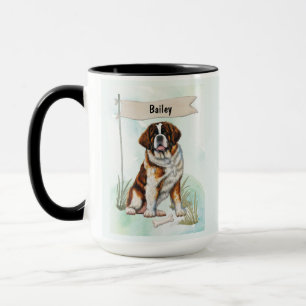 Personalisiertes Wasserfarbenbild eines Saint Bern Tasse