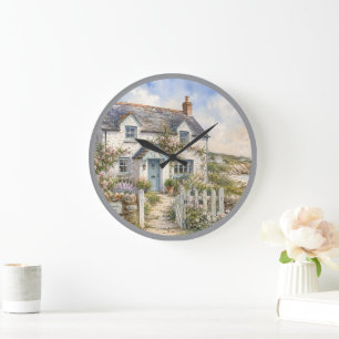 Personalisiertes Wasserfarbenbild Ferienhaus am Me Große Wanduhr