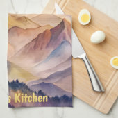 Personalisiertes Wasserfarbengebirge Sonnenunterga Geschirrtuch (Viertel Falte)