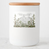 Personalisiertes Wasserfarbengebirge und Wald Lebensmitteletikett (Vorderseite)