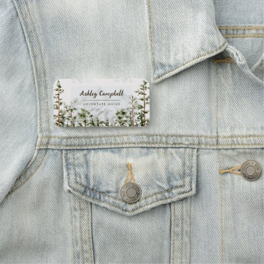 Personalisiertes Wasserfarbengebirge und Wald Namensschild (Beispiel)