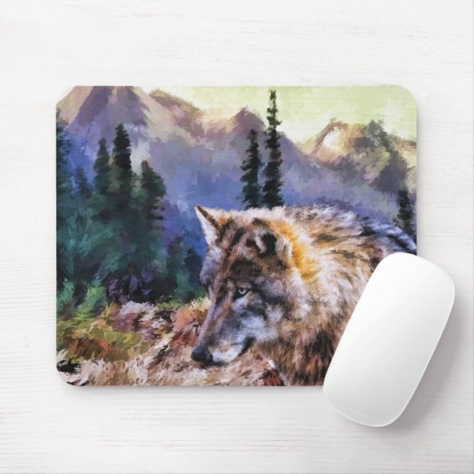 Personalisiertes Wasserfarbenlackiertes Wolf Wildt Mousepad (Mit Mouse)