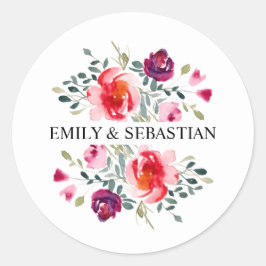 Personalisiertes Wasserfarbenmotif Runder Aufkleber