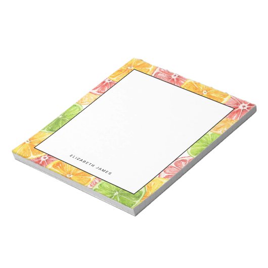 Personalisiertes Wasserfarbenmuster Lemon und Oran Notizblock (Rotiert)
