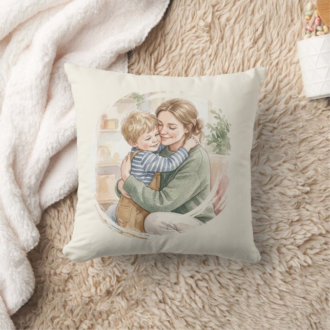 Personalisiertes Wasserfarbgemälde einer Mutter, d Kissen (Decke)