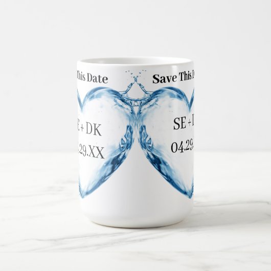 Personalisiertes Wasserherz Gerettet Dieses Datum Kaffeetasse (Mittel)