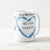 Personalisiertes Wasserherz Gerettet Dieses Datum Kaffeetasse (VorderseiteRechts)