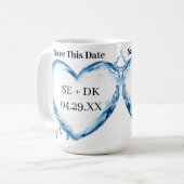 Personalisiertes Wasserherz Gerettet Dieses Datum Kaffeetasse (Vorderseite Links)