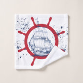 Personalisiertes Wasserschiff Badhandtuch Set (Waschlappen)