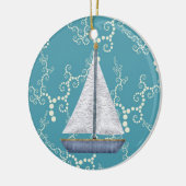 Personalisiertes Wasserschiff und fließendes Wasse Keramik Ornament (Links)