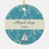 Personalisiertes Wasserschiff und fließendes Wasse Keramik Ornament (Hinten)