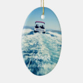 Personalisiertes Wassersportboot Foto Oval Keramik Ornament (Rechts)