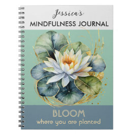 Personalisiertes "Water Lily Green Mindfullness Jo Notizblock