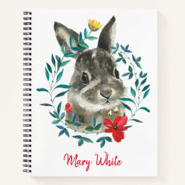 Personalisiertes Watercolor Baby Rabbit Floral Wre Notizblock