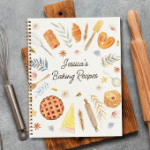 Personalisiertes Watercolor Baking Rezept Journal Notizblock