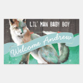 Personalisiertes Watercolor Fox Barn Wood Rechteckiger Aufkleber (Vorderseite)