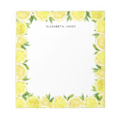 Personalisiertes Watercolor Lemon Greenery Pattern Notizblock (Vorderseite)