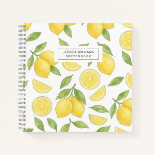 Personalisiertes Watercolor Lemon Muster Sketch Notizblock