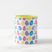 Personalisiertes Watercolor-Osterei-Muster Zweifarbige Tasse (Mittel)