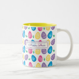 Personalisiertes Watercolor-Osterei-Muster Zweifarbige Tasse