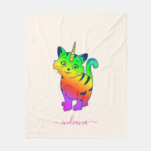 Personalisiertes Watercolor Rainbow Monogram Fleecedecke