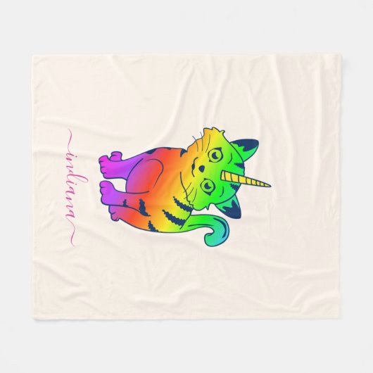 Personalisiertes Watercolor Rainbow Monogram Fleecedecke (Vorderseite (Horizontal))