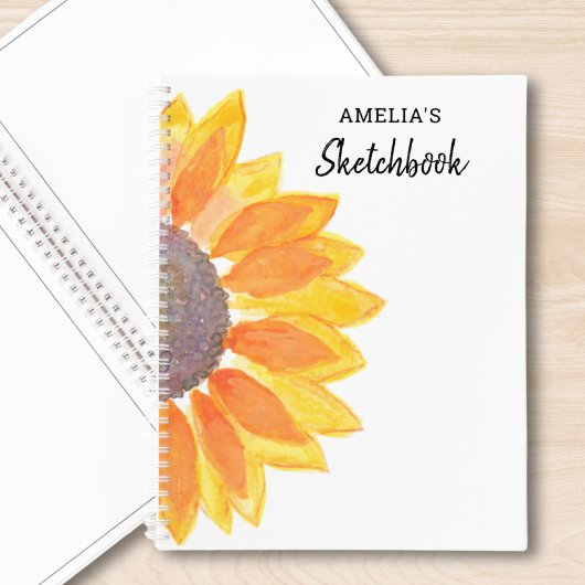 Personalisiertes Watercolor Sonnenblumenbuch Notizblock