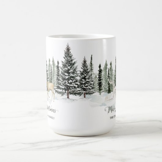 Personalisiertes Watercolor Woodland Frohe Weihnac Kaffeetasse (Mittel)