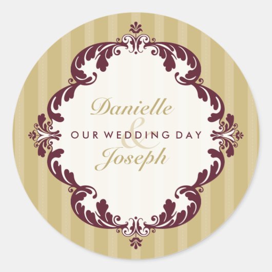 PERSONALISIERTES WEDD SIEGEL: blüh deluxe 3 Runder Aufkleber (Vorderseite)