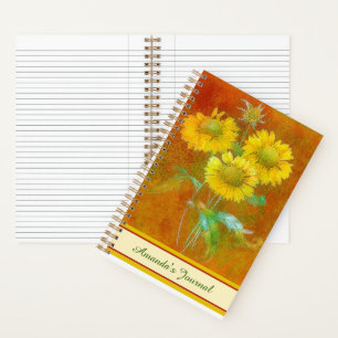 Personalisiertes, weich gemaltes Sonnenblumen-Tage Notizblock