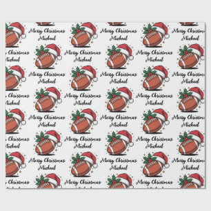 Personalisiertes Weihnachten American Football San Geschenkpapier