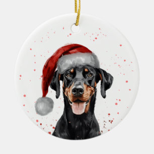 Personalisiertes Weihnachten Dobermann-Hund Keramik Ornament