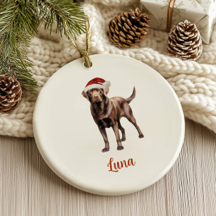 Personalisiertes Weihnachten für Chocolate Lab Hun Keramik Ornament