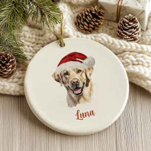 Personalisiertes Weihnachten für Yellow Lab Hunde Keramik Ornament