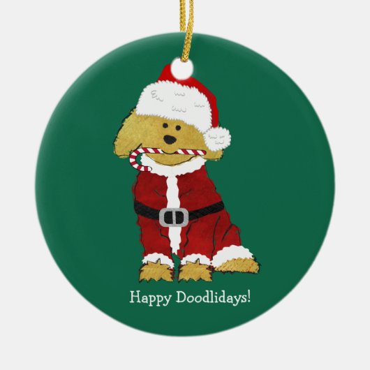 Personalisiertes Weihnachten Goldendoodle Weihnach Keramikornament (Vorne)