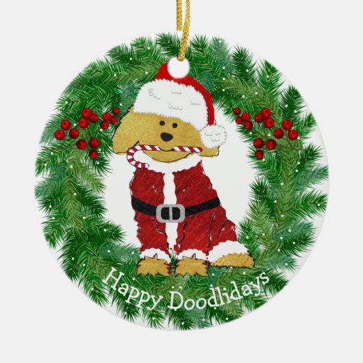 Personalisiertes Weihnachten Goldendoodle Weihnach Keramikornament (Vorne)
